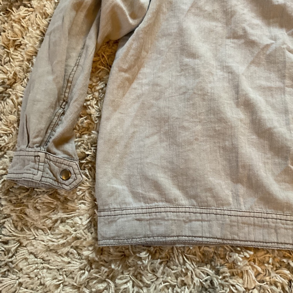 Maurices Womens Grey Linen Blend Full Zip Utility Jacket Mock Neck Size 3 Plus - Picture 12 of 15